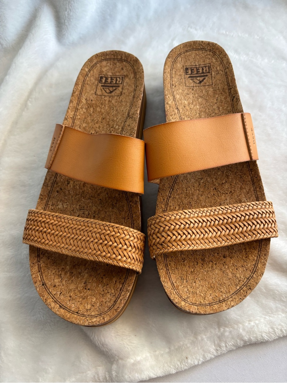REEF Cushion Vista HI Platform Sandals Natural Braid Size 10 - Picture 9 of 12
